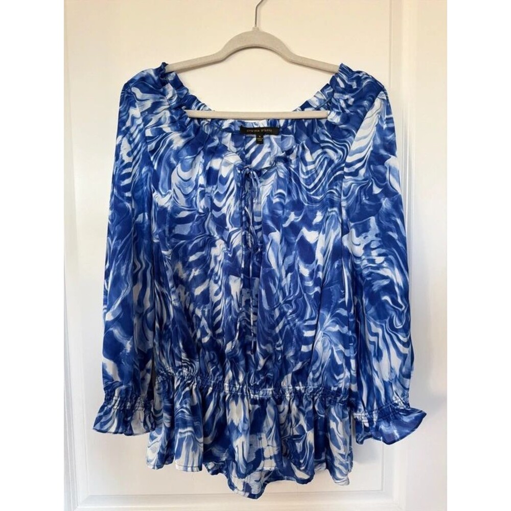 Cynthia Steffe Blue and White Top Size M